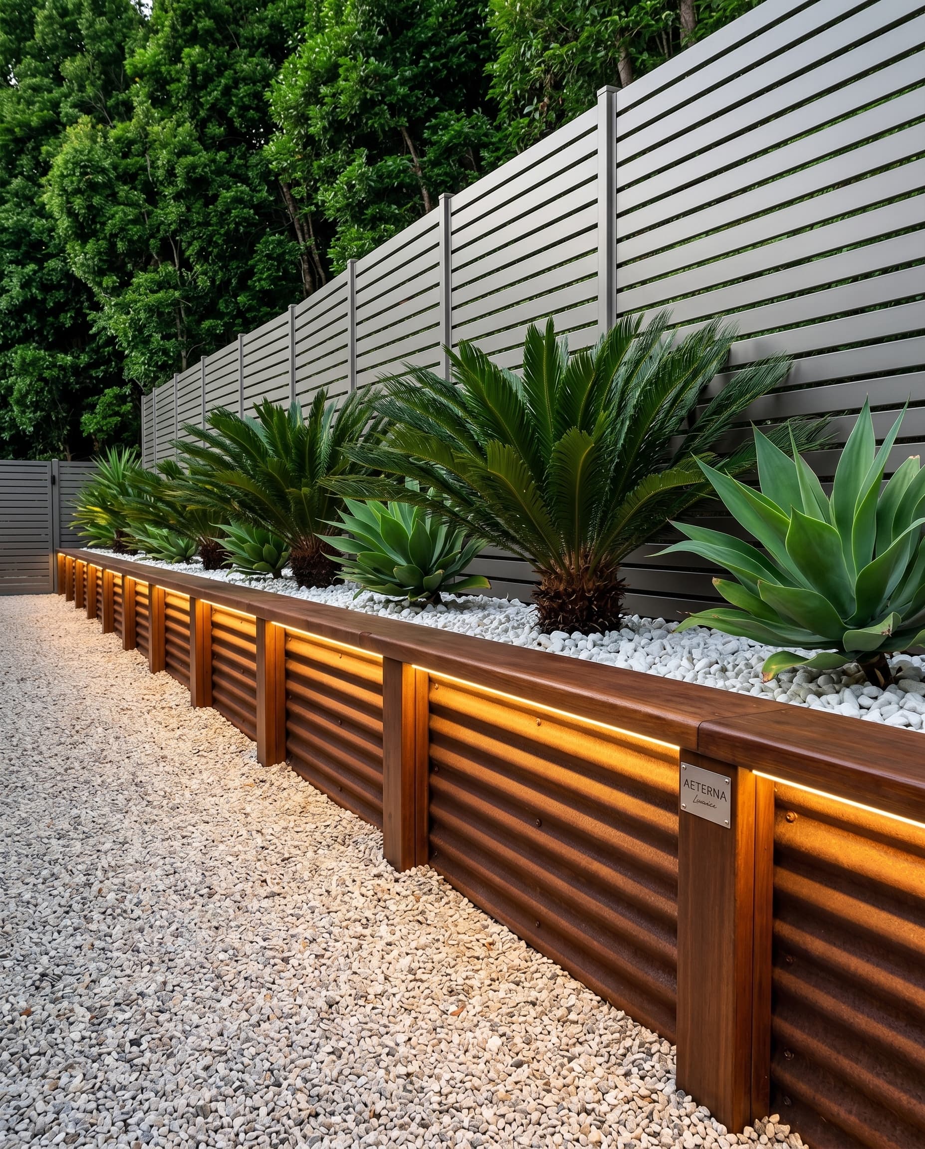Custom corrugated steel retaining wall for landscaping